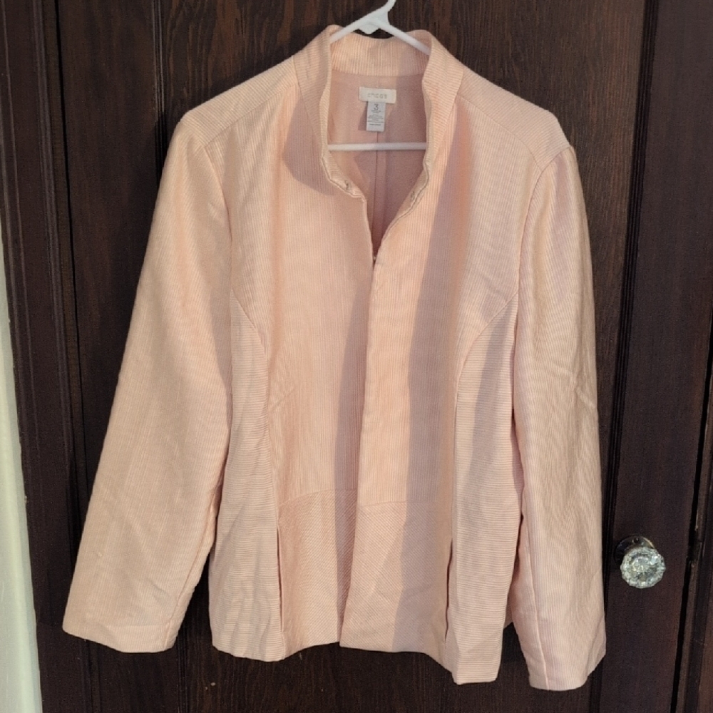 Chicos Light Pink Blazer Dress Jacket Size Chico's 3/ XL